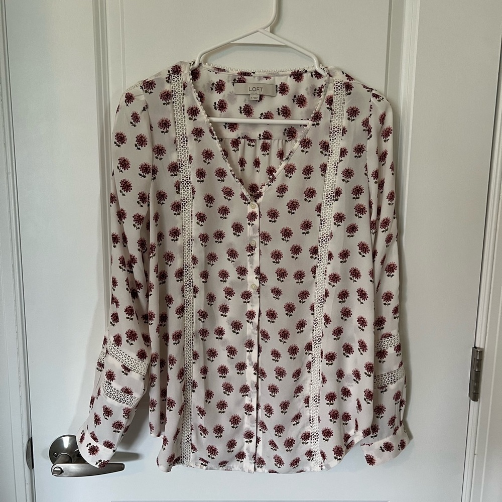 Loft Floral Button Down Blouse